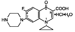 Ciprofloxacin  formula is C17H18FN3O3HClH2O